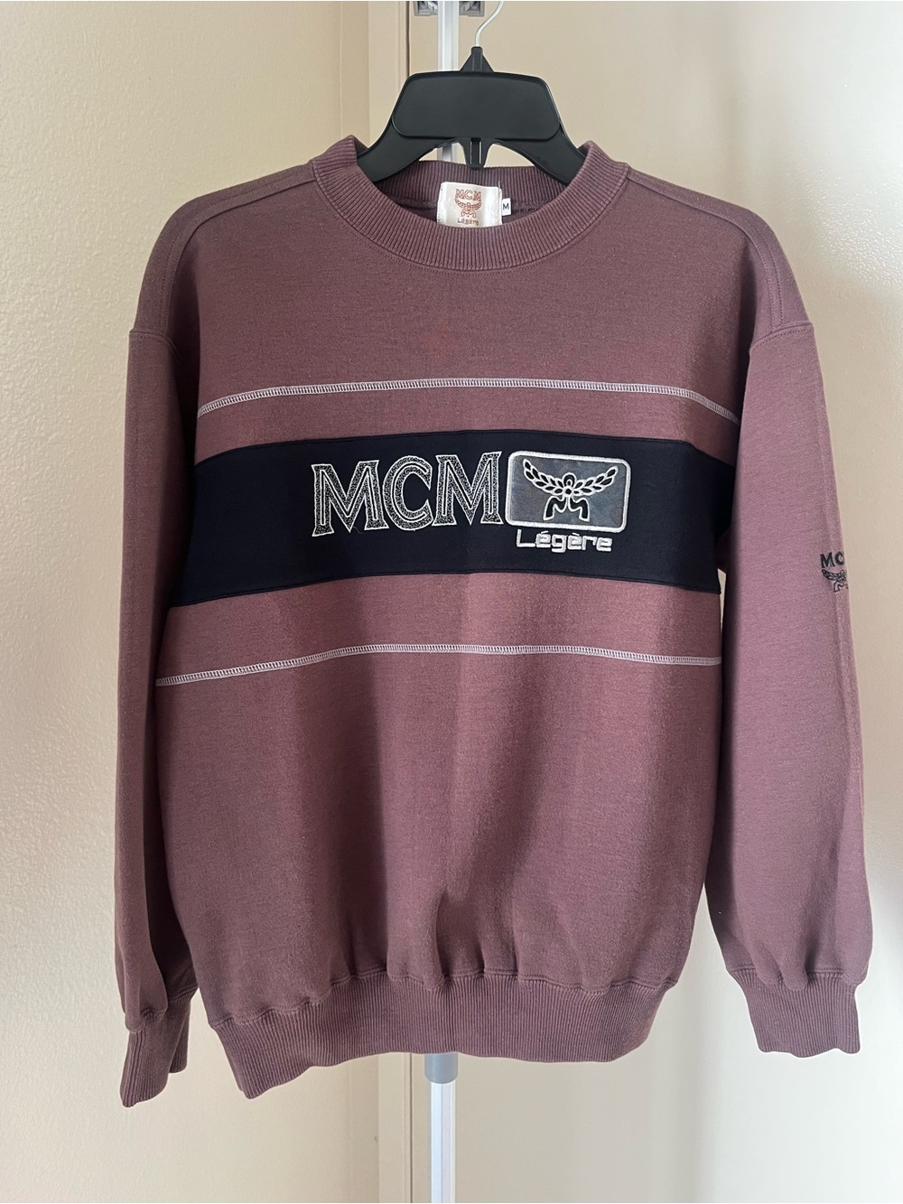 Vintage MCM Legere Embroidery Logo Crewneck Sweatshirt Size M